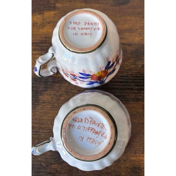 Vintage Tiffany & Co Hand Painted in Italy Tea/ Coffee Cups / Set of 2 - Picture 5 of 7
